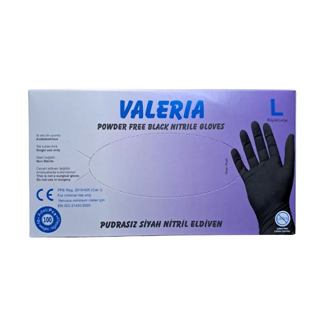 Valeria L Beden Nitril Muayene Eldiveni - 100'lü Paket