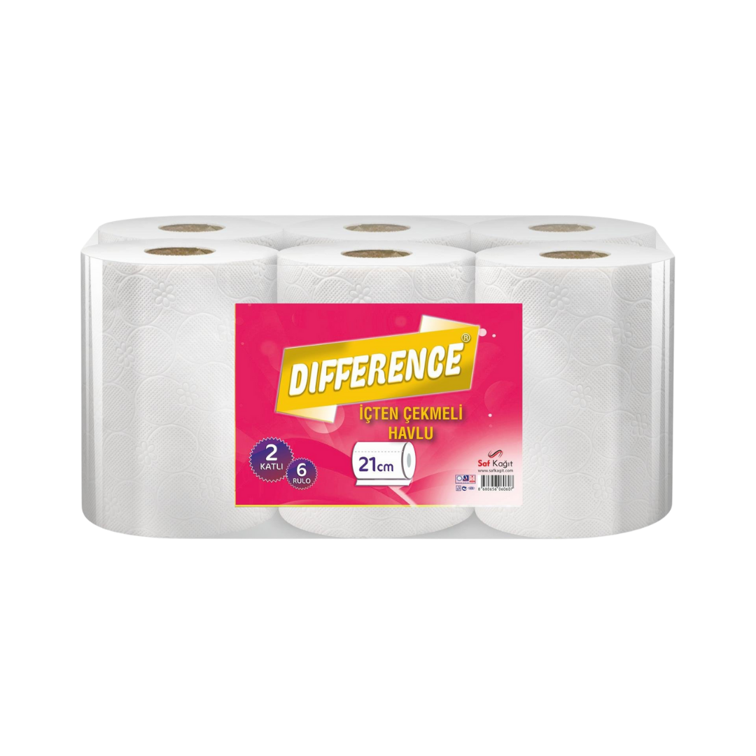 Saf Kağıt Difference İçten Çekmeli Kağıt Havlu 21 CM - 6'lı Paket
