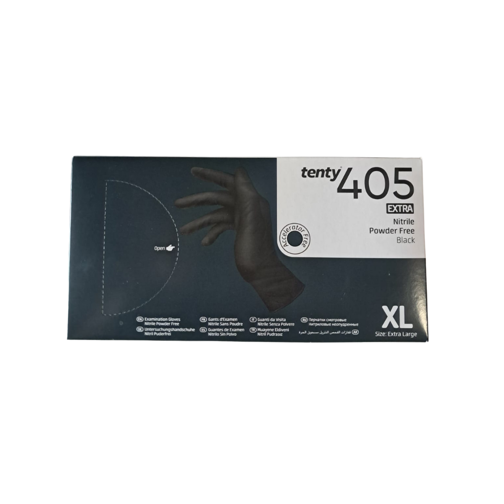 Tenty XL Beden Siyah Nitril Muayene Eldiveni - 100'lü Paket