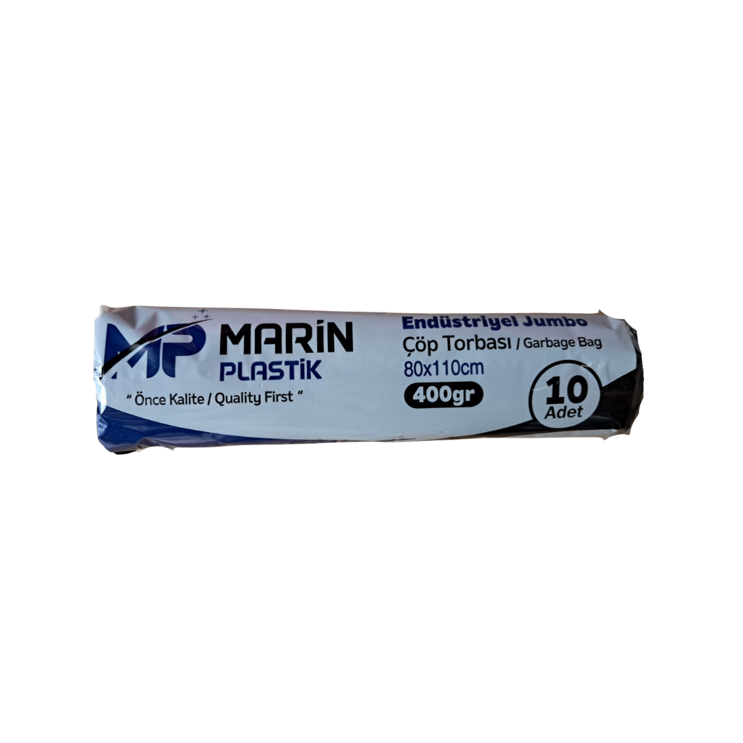 Marin Plastik 80x110 Endüstriyel Jumbo Çöp Torbası - 400Gr 10'lu Rulo