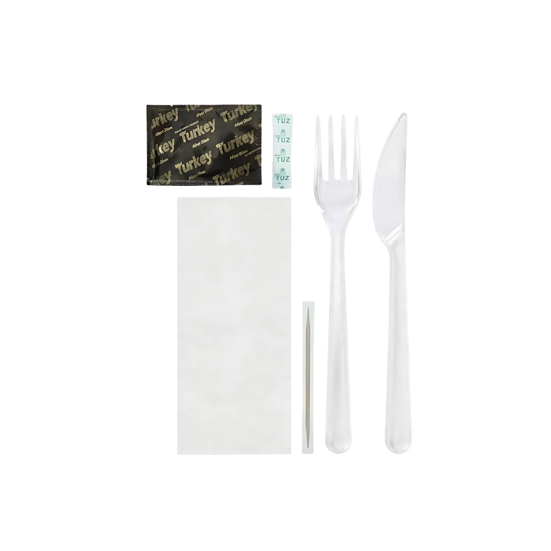 Lüks 6’lı Plastik Çatal Bıçak Yemek Seti - 100'Lü Paket