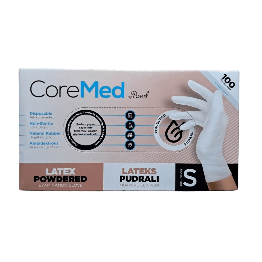CoreMed S Beden Latex Muayene Eldiveni - 100'lü Paket - Şengür Plastik