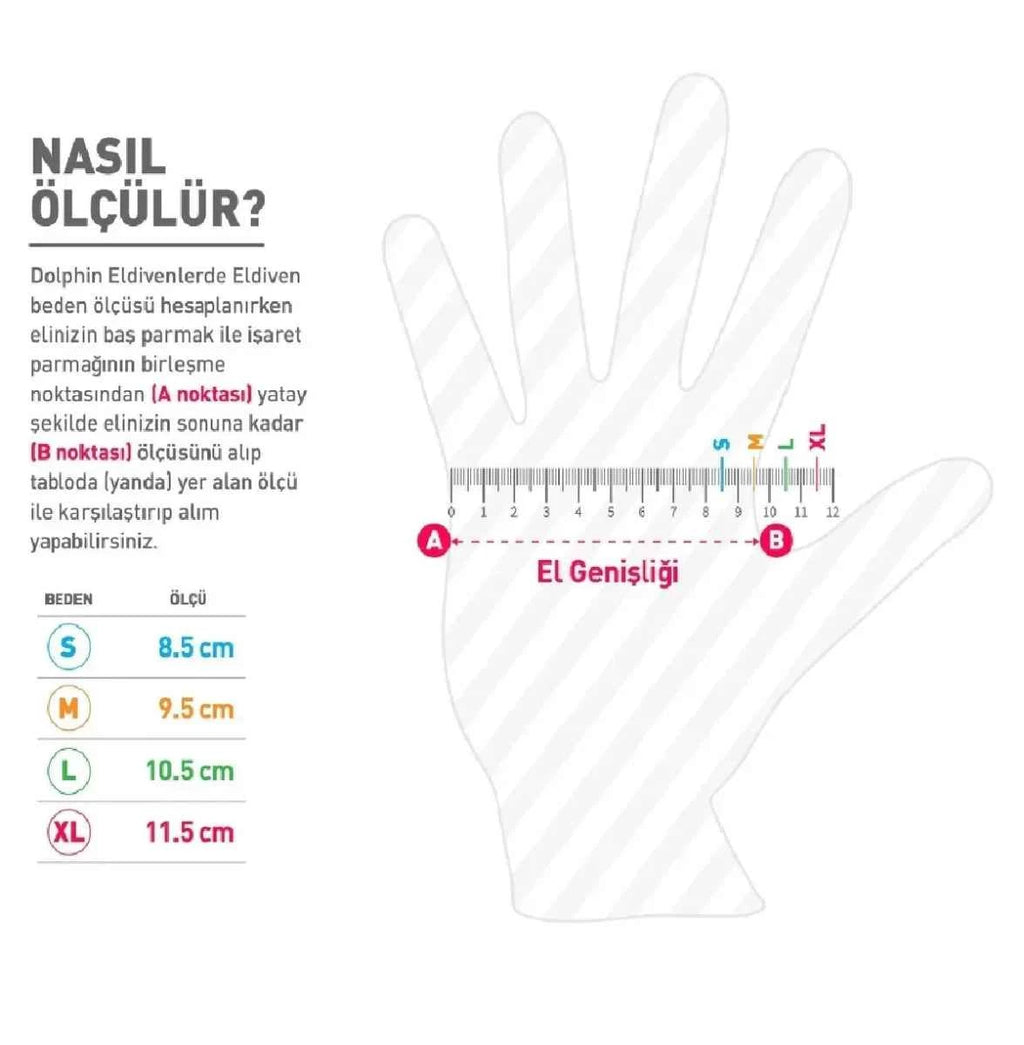 Dolphin XL Beden Siyah Nitril Muayene Eldiveni - 100'lü Paket