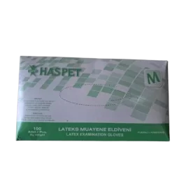Haspet M Beden Pudralı Lateks Muayene Eldiveni - 100'lü Paket