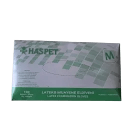 Haspet M Beden Pudralı Lateks Muayene Eldiveni - 100'lü Paket - Şengür Plastik