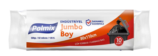 Polmix 80x110 Endüstriyel Jumbo Boy Çöp Poşeti - 10'lu Paket